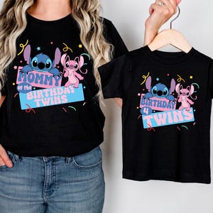 Disney Stitch Birthday Twins Shirt, Stitch and Angel Twins Birthday T-Shirt, Disney Family Matching Birthday Twins Tee, Birthday Crew Tee