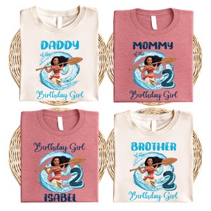Custom Name Moana Birthday Shirt, Disney Ocean T-Shirt, Family Matching Birthday Girl T-Shirt, Princess Moana Tee, Birthday Party Shirt