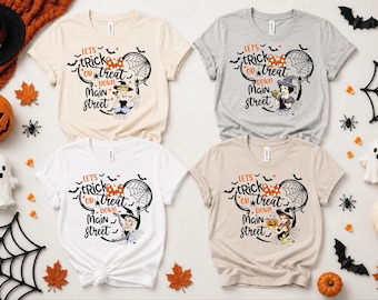 Disney Princess Halloween Shirt, Trick or Treat down Main Street T-Shirt, Princess Witch Tee, Spooky Season Shirt, Girls Halloween Trip Tee