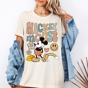 Vintage Mickey Mouse Shirt, Retro Style Mickey T-Shirt, Boho Disney World Trip Shirt, Groovy Mickey Mouse Family Tee, Classic Cartoon Mouse