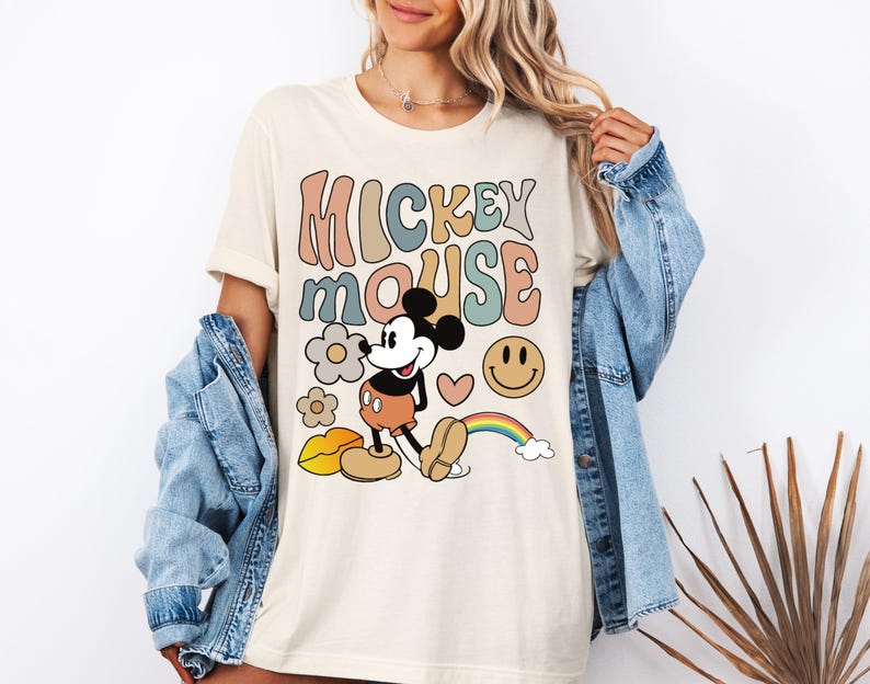 Vintage Mickey Mouse Shirt, Retro Style Mickey T-Shirt, Boho Disney World Trip Shirt, Groovy Mickey Mouse Family Tee, Classic Cartoon Mouse