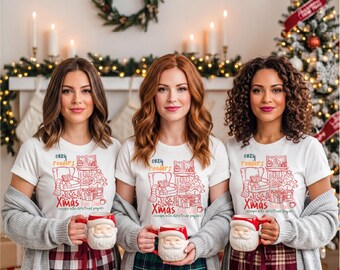 Cozy Readers Xmas Book Club Shirt, Christmas Book Lover T-Shirt, Bookworm Holiday Sweatshirt, Winter Reading Tee, Aesthetic Bookish Xmas Tee