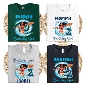 Custom Name Moana Birthday Shirt, Disney Ocean T-Shirt, Family Matching Birthday Girl T-Shirt, Princess Moana Tee, Birthday Party Shirt