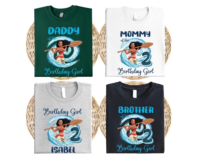 Custom Name Moana Birthday Shirt, Disney Ocean T-Shirt, Family Matching Birthday Girl T-Shirt, Princess Moana Tee, Birthday Party Shirt