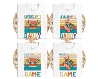 Level Up to Daddy-shirt, speler 2 heeft meegedaan aan het spel T-shirt, New Dad Gamer-T-shirt, shirt voor eerste vaderdag, shirt Dad Life