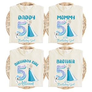 Custom Name Frozen Birthday Shirt, Princess Elsa and Family T-Shirt, Disney Birthday Girl Tee, Frozen Theme Birthday Top, Birthday Trip Tee