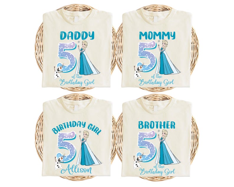 Custom Name Frozen Birthday Shirt, Princess Elsa and Family T-Shirt, Disney Birthday Girl Tee, Frozen Theme Birthday Top, Birthday Trip Tee