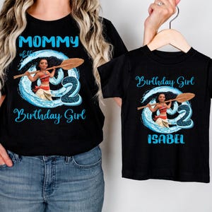 Custom Name Moana Birthday Shirt, Disney Ocean T-Shirt, Family Matching Birthday Girl T-Shirt, Princess Moana Tee, Birthday Party Shirt