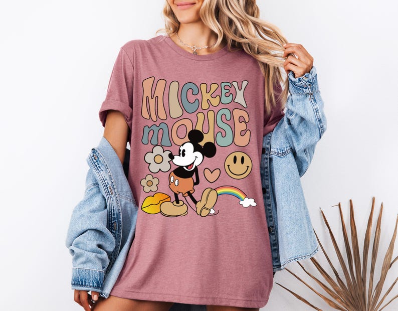 Vintage Mickey Mouse Shirt, Retro Style Mickey T-Shirt, Boho Disney World Trip Shirt, Groovy Mickey Mouse Family Tee, Classic Cartoon Mouse