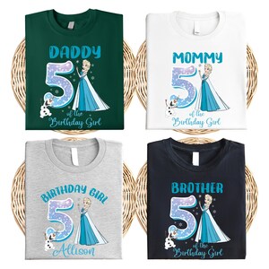 Custom Name Frozen Birthday Shirt, Princess Elsa and Family T-Shirt, Disney Birthday Girl Tee, Frozen Theme Birthday Top, Birthday Trip Tee