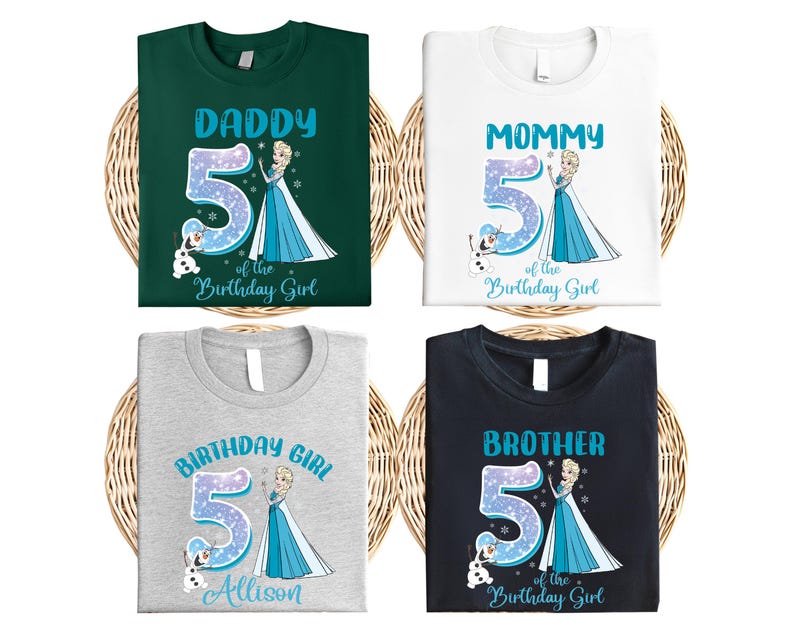 Custom Name Frozen Birthday Shirt, Princess Elsa and Family T-Shirt, Disney Birthday Girl Tee, Frozen Theme Birthday Top, Birthday Trip Tee