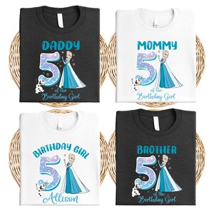 Custom Name Frozen Birthday Shirt, Princess Elsa and Family T-Shirt, Disney Birthday Girl Tee, Frozen Theme Birthday Top, Birthday Trip Tee