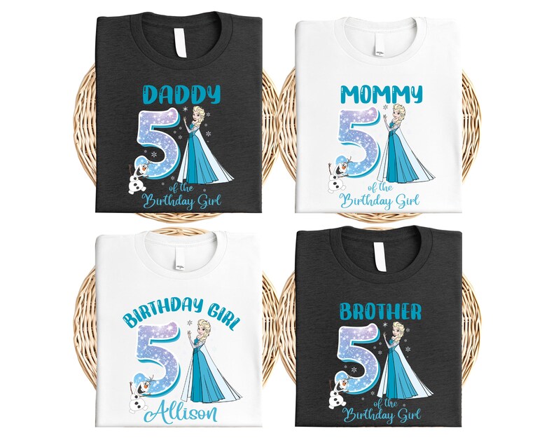 Custom Name Frozen Birthday Shirt, Princess Elsa and Family T-Shirt, Disney Birthday Girl Tee, Frozen Theme Birthday Top, Birthday Trip Tee