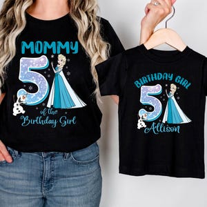Custom Name Frozen Birthday Shirt, Princess Elsa and Family T-Shirt, Disney Birthday Girl Tee, Frozen Theme Birthday Top, Birthday Trip Tee