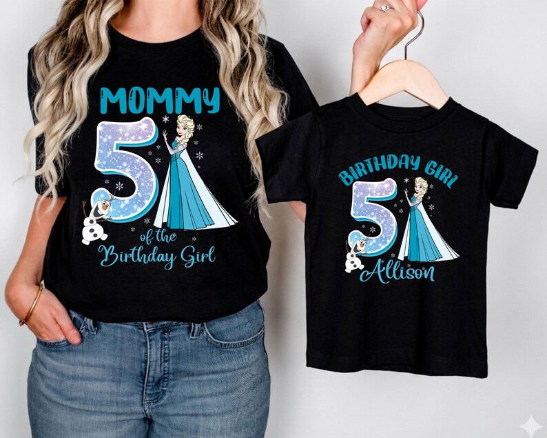 Custom Name Frozen Birthday Shirt, Princess Elsa and Family T-Shirt, Disney Birthday Girl Tee, Frozen Theme Birthday Top, Birthday Trip Tee