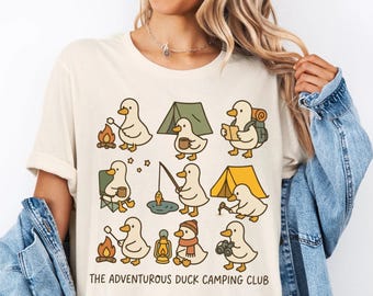 Adventurous Duck Camping Club Shirt, Camping Lover T-Shirt, Hiking Cottagecore Tee, Outdoor Lover Shirt, Animal Camping Tee, Dmap Fire Tee