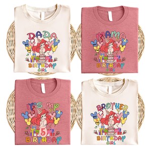 Disney Princess Ariel Birthday Shirt, Little Mermaid Birthday T-Shirt, Family Matching Birthday Tee, Birthday Girl Tee, Disney Trip 2026 Tee