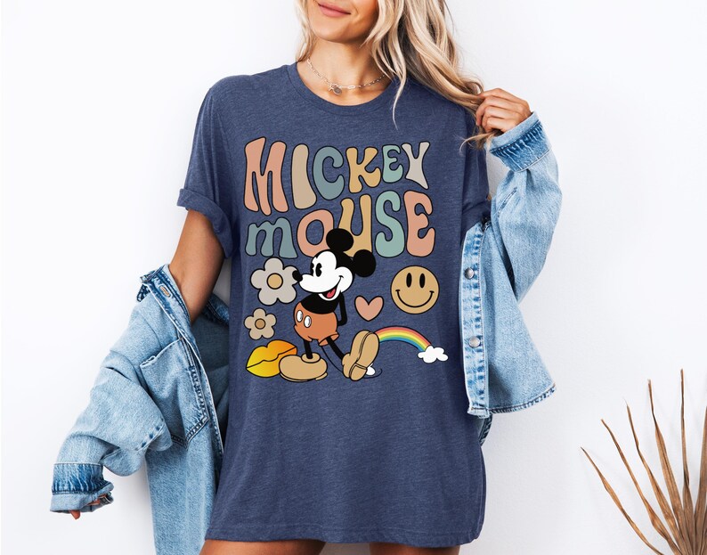 Vintage Mickey Mouse Shirt, Retro Style Mickey T-Shirt, Boho Disney World Trip Shirt, Groovy Mickey Mouse Family Tee, Classic Cartoon Mouse