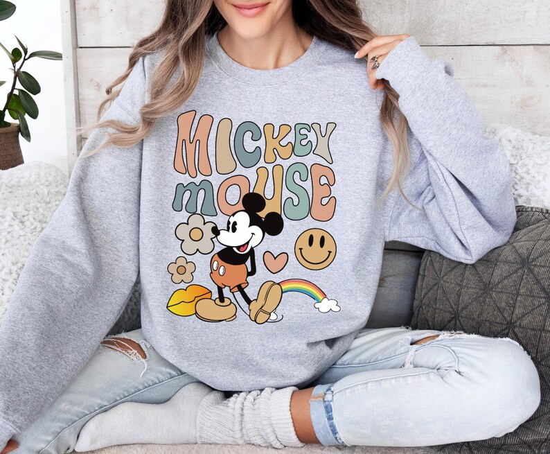 Vintage Mickey Mouse Shirt, Retro Style Mickey T-Shirt, Boho Disney World Trip Shirt, Groovy Mickey Mouse Family Tee, Classic Cartoon Mouse