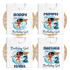 Custom Name Moana Birthday Shirt, Disney Ocean T-Shirt, Family Matching Birthday Girl T-Shirt, Princess Moana Tee, Birthday Party Shirt
