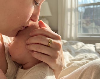 18k Gold Plated Baby Footprint Ring, Custom Keepsake Jewelry, Mother's Day Gift