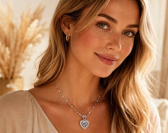 Heart Diamond Necklace for Bride1CT 2CT Heart Pendant Necklace Bridal Jewelry Gift Wedding Necklace Anniversary Gift for HerSparkle Necklace