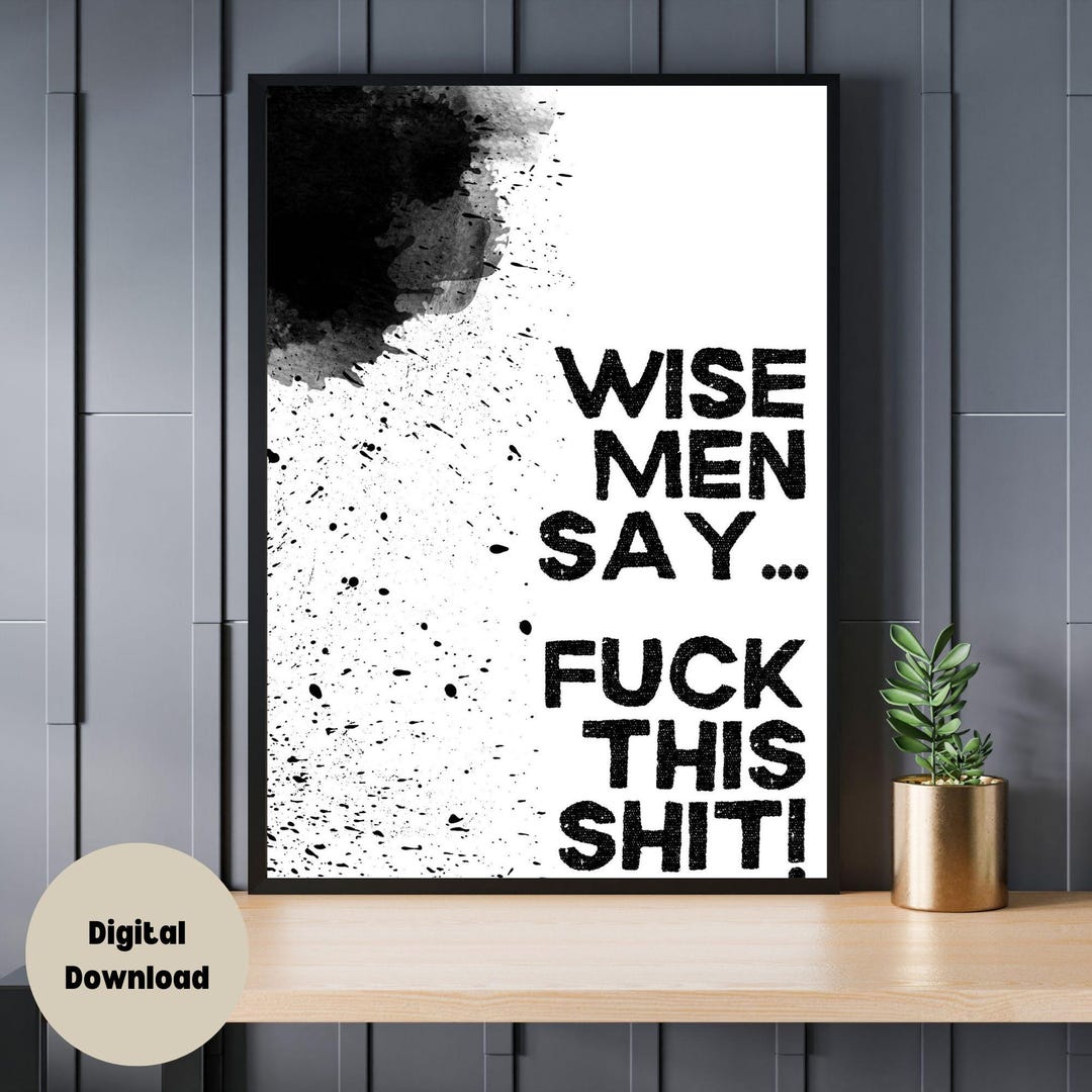 Swear Wall Art | White Background With Ink Splatter Wall Art | Funny ...