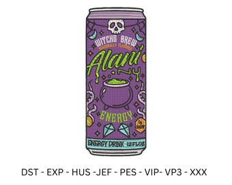 Coquette Energy Drink Alani design, Energy drink Witches Brew, Embroidery design, Instant download, 4 sizes, Halloween