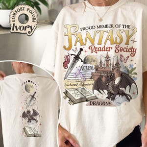 Fantasy Reader Society Comfort Colors Shirt, Romance Reader Shirt, Bookish Gift for Fantasy Lovers, Cute Bookworms Tee, Book Lovers Gifts