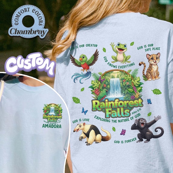 Custom Rainforest Falls VBS 2026 Comfort Colors Shirt, Jungle Theme Church Camp Tee