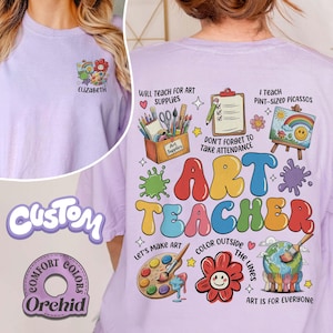 Custom Art Teacher Comfort Colors Shirt, Art Therapist Tshirt, Paint Brush Shirt, Painter Gift for Teacher, Back To School Art Teacher Gift