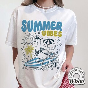 Summer Vibes Comfort Colors Shirt, Cute Goose Tee, Retro Summer Shirt, Funny Goose Gifts, Summer Beach T-Shirt, Hello Summer T-Shirt