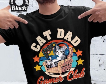 Cat Dad Gamer Club Comfort Colors T-Shirt, Funny Gaming Tee