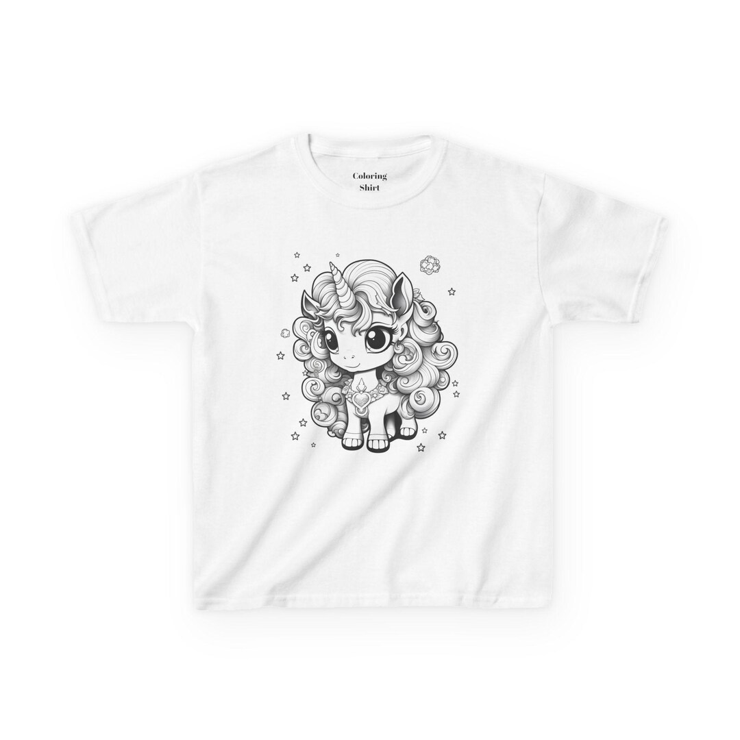 Kids Cute Unicorn Coloring Shirt - Kids Heavy Cotton™ Tee - Etsy