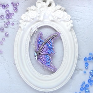 Beaded Brooch Kit &#39;Magic butterfly&#39; – DIY Beaded Embroidery Kit, Handmade Jewelry Kit, Beadwork Brooch, DIY Craft Gift for Jewelry Lovers
