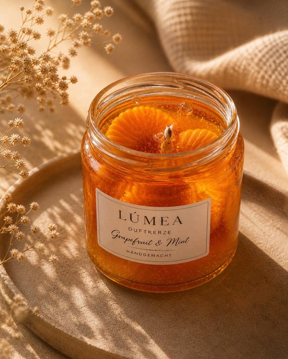 Luxus Grapefruit Mint Kerze handgemachtes Geschenk, Citrus Gel Kerze im Glas, Home Decor, Einzigartiges Geschenk für Sie, Duftkerze Geschenk, Kerze Glas