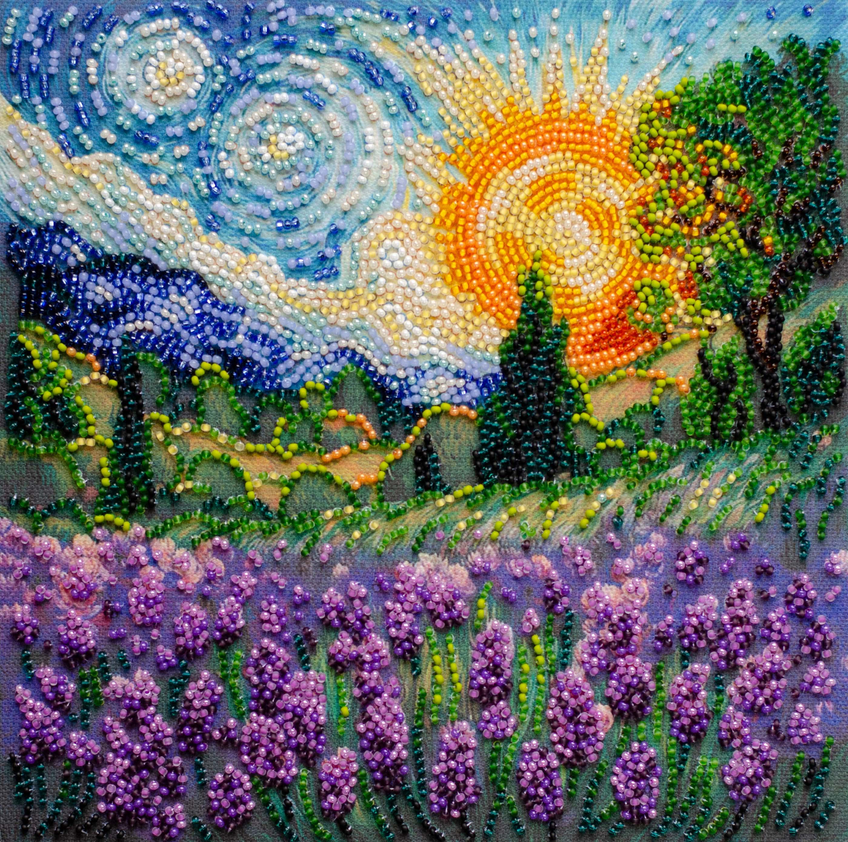 24 Beautiful Bead Crafts for Kids 11 Bead Embroidery Kit "Lavender Field" - DIY Beaded Painting with…