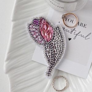 Beaded Brooch Kit "Decoration Tulip" –  DIY Bead Embroidery Kit, Jewelry Making Kit, Handmade Beadwork, Seed Bead Craft Set