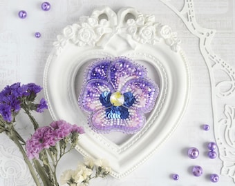 Kit spilla con perline "Viola" - Kit fai da te per gioielli con ricamo di perline, spilla con perline fatta a mano, regalo creativo per gli amanti dei gioielli