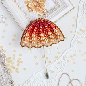 Beaded Brooch Kit &#39;Sun Umbrella&#39; – DIY Bead Embroidery Kit, Handmade Jewelry Kit, Beadwork Brooch, DIY Craft Gift for Jewelry Lovers