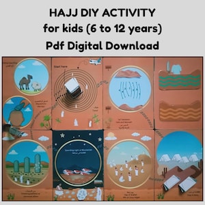 Islamische DIY-Aktivität | Islamisches Handwerk für Kinder| 3D Handwerk | Muslimische Kinderaktivität | Hajj Papierspielzeug | Hajj Handwerk | Eid Geschenk| Druckbare Download