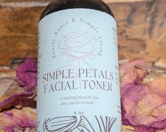 Tónico facial Simple Petals / Agua de rosas y aloe vera artesanal / Tónico facial hidratante natural / 113 ml