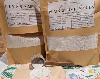 Detergente en polvo artesanal: detergente natural - Algodón limpio, lavanda y limón, Forever Bloom