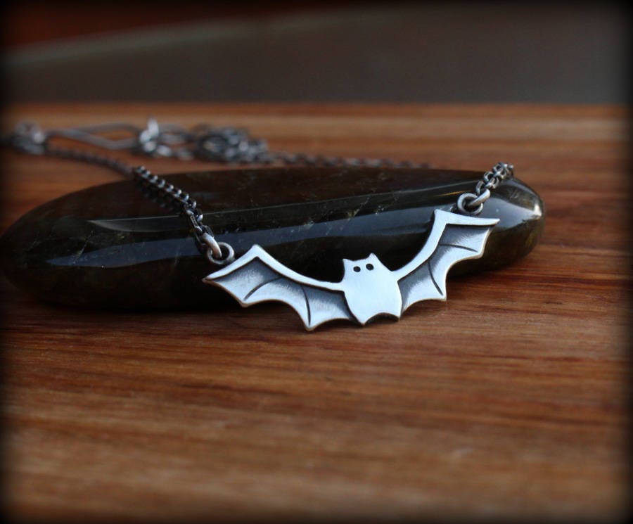 Bat necklace Sterling silver bat jewelry See Item Details Etsy