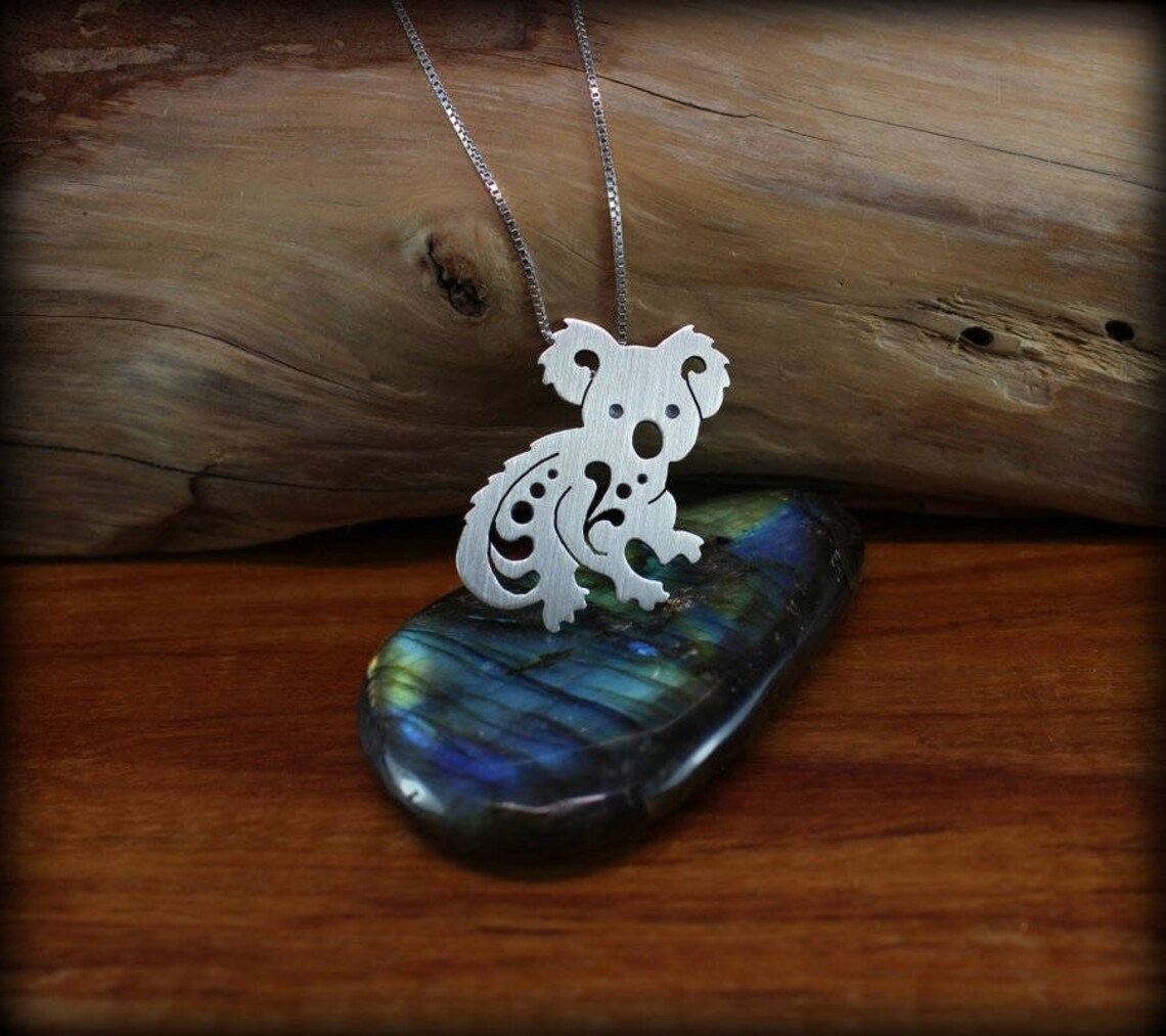Koala Bear Necklace Hand Cut Sterling Silver Koala Koala Etsy