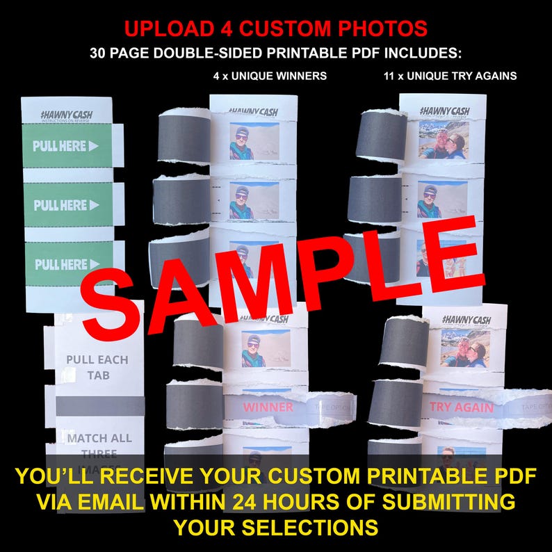 Pull Tab Raffle Custom Photo Pull Tabs β Large-sized | Party Raffle Game | Bingo-style ...
