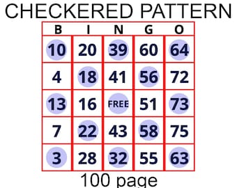 Printable Bingo Sheets – Large Text Checkerboard Pattern | 100-Page PDF
