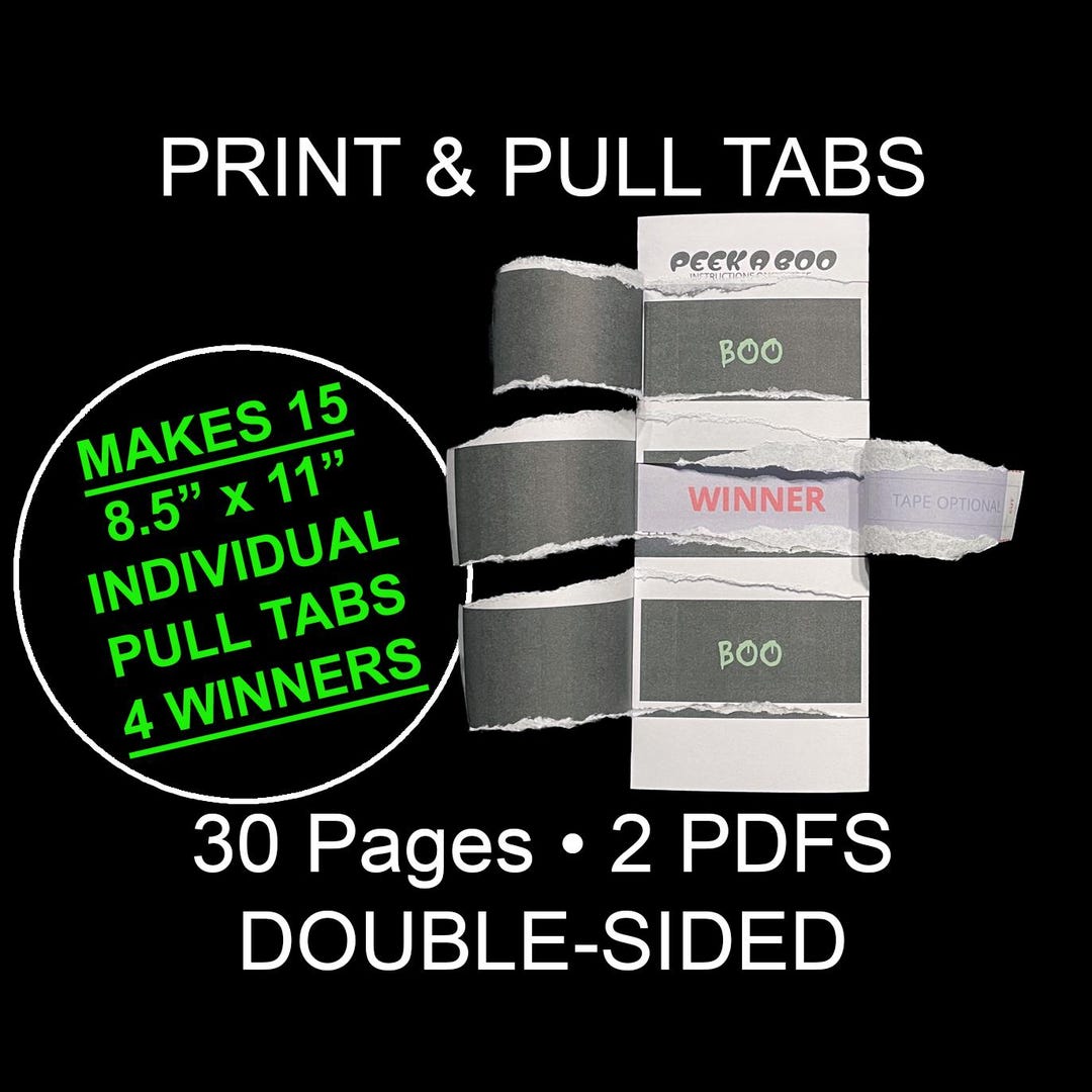 Pull Tab Raffle Halloween Pull Tabs β Printable Party Raffle Game | Bingo-style PDF (15 ...