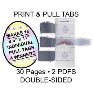 Egg Hung Pull Tabs | Printable 30-Page PDF | 15 Sheets with 4 Winners | Easter Party Game, Kids Activity, Instant Download | Pickles