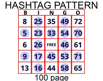 Printable Large Print Bingo Sheets – Hashtag Pattern | 100-Page PDF